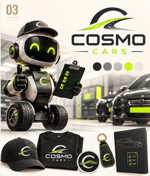 Маскот, логотип и примеры оформления Cosmo Cars: Инспектор 45