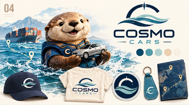 Маскот, логотип и примеры оформления Cosmo Cars: Морской штурман