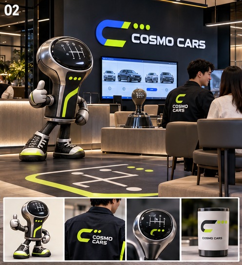 Маскот, логотип и примеры оформления Cosmo Cars: Shift
