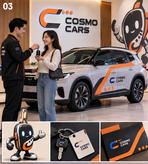 Маскот, логотип и примеры оформления Cosmo Cars: Keyway